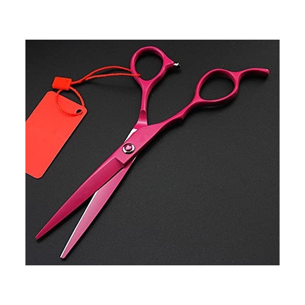 Ciseaux de coupe de cheveux, 6 pouces gaucher rouge coupe cheveux ciseaux ensemble coupe de cheveux amincissement cisailles c