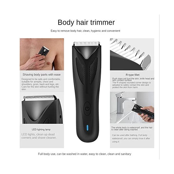 Funfob Tondeuse à Cheveux éLectrique Rechargeable Tondeuse à Barbe Machine de Coupe de Cheveux Rasoir éLectrique Aine Corps R