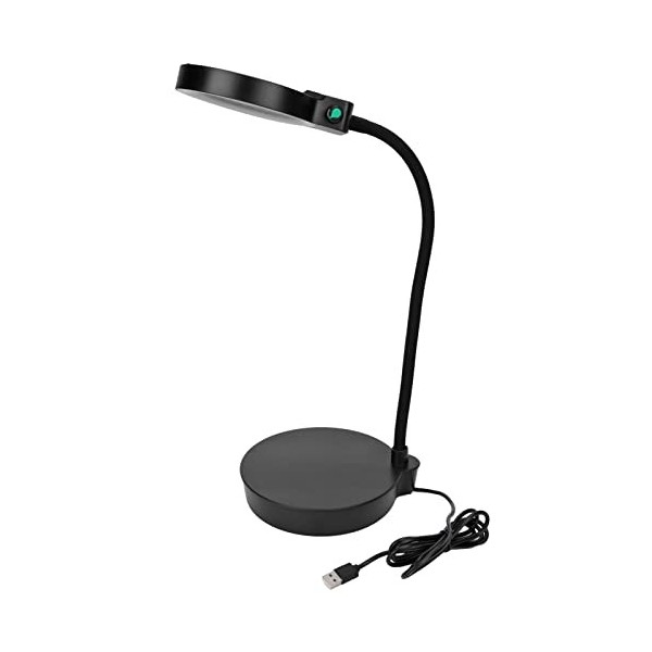 Lampe loupe, Lampe de Bureau loupe à Base épaissie avec Alimentation USB avec Cache Anti-poussière pour Tatouage des Sourcils