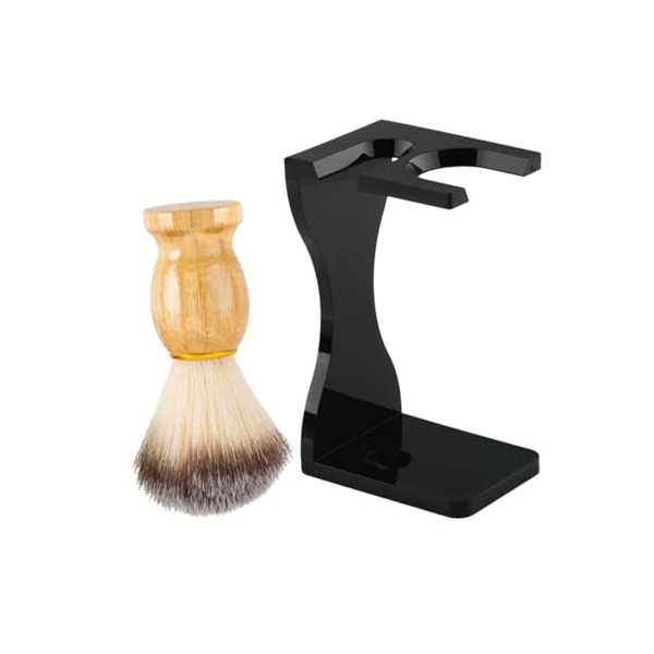 minkissy 4 Ensembles Ensemble De Rasage Rasoir Stand Pour Hommes Costume Pour Hommes Hommes Noir Costume Crème À Raser Brosse