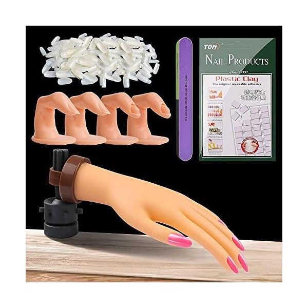 EBANKU Main Dentrainement Manucure, Main de Pratique des Faux Ongles, Formation des Ongles des Mains Faux Ongles Pratique à L