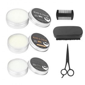 Ensemble de Coupe de Toilettage de Barbe, Ensemble de Toilettage de Barbe pour Hommes Peigne Double Face Ciseaux de Rasage Ou