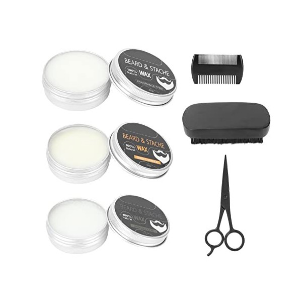 Ensemble de Coupe de Toilettage de Barbe, Ensemble de Toilettage de Barbe pour Hommes Peigne Double Face Ciseaux de Rasage Ou