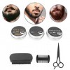 Ensemble de Coupe de Toilettage de Barbe, Ensemble de Toilettage de Barbe pour Hommes Peigne Double Face Ciseaux de Rasage Ou