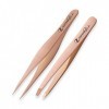 Professional Tweezers Set of 2 - Slant Tip and Pointed Tweezers - Tweezers for Eyebrows - Stainless Steel Tweezers Kit - Twee