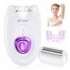 Epilateur Electrique Femme, Épilateur pour femme 2 en 1 avec lumière LED pour aisselles, jambes, bras, épilateur pour les jam