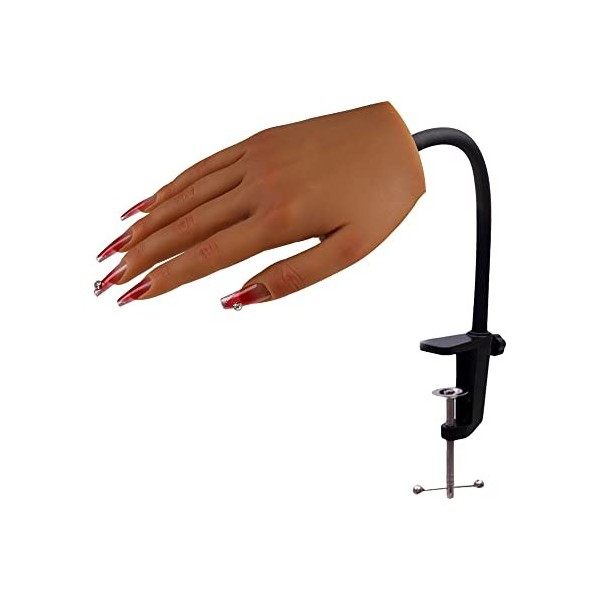 KnowU Fausse Main Pour Ongle Avec Support, Main D Entrainement Pour Ongle, Main Dentrainement Manucure Silicone, Durable et 
