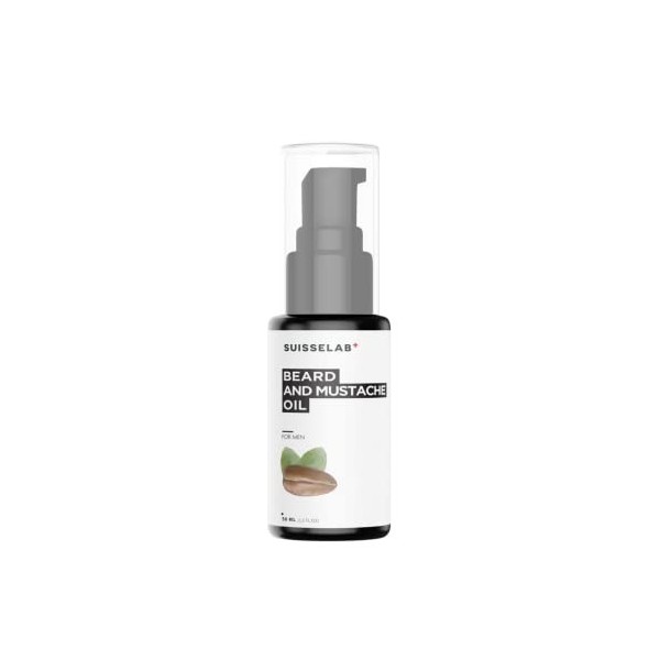 SuisseLab - Beard & Moustache Oil - Huile à barbe - Huile à barbe émolliente, nourrissante et protectrice - Pour le soin de l