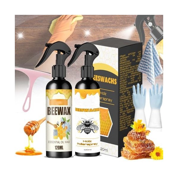 DINNIWIKL Beeswachs Holz Polier Spray, Bienenwachs Holz Polierspray, Natural Micro-Molecularized Beeswax Spray, Beeswax Wood 