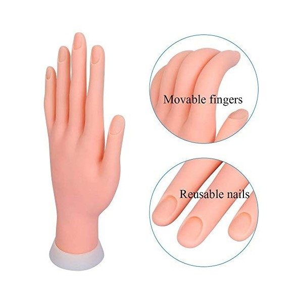 Main dentraînement pour nail art - Main gauche flexible - Modèle pliable - Prothèse de manucure
