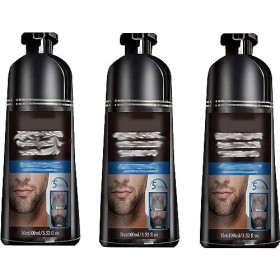 TAUIANE Shampoing Coloration Barbe pour Hommes, Shampoing Barbe Foncée, Shampoing Barbe Longue Durée,pour La Coloration de La