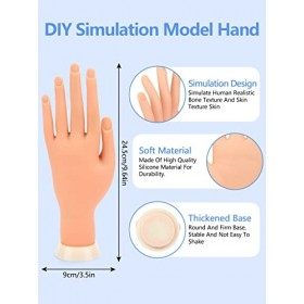 Yokilly Main d Entrainement Pour Ongle,Main Dentrainement Manucure Avec 200 Faux Ongles et Manucure Art Clay pour Entraîneme