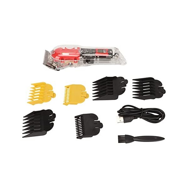 Tondeuse à Cheveux électrique, Kit de Coupe de Cheveux Professionnel sans Fil pour Hommes, écran LED Rechargeable avec 6 Peig