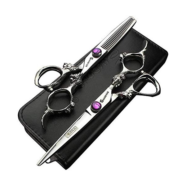 Ciseaux professionnels de coupe de cheveux de 6/7.5/7 / 8 pouces, ciseaux de bijoux japonais 440c 6 pouces - 2pc 