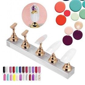 Présentoir de faux ongles - Support magnétique doré - Support de pratique pour nail art