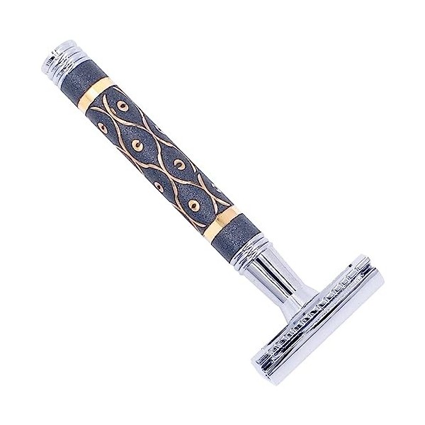 Parker Safety Razor, Rasoir de sécurité à double tranchant gris et doré 65R super lourd