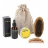 Kit de soin de barbe peigne de brosse à barbe baume ensemble dhuile Kit doutils de coiffage de moustache Kit dadoucisseur 