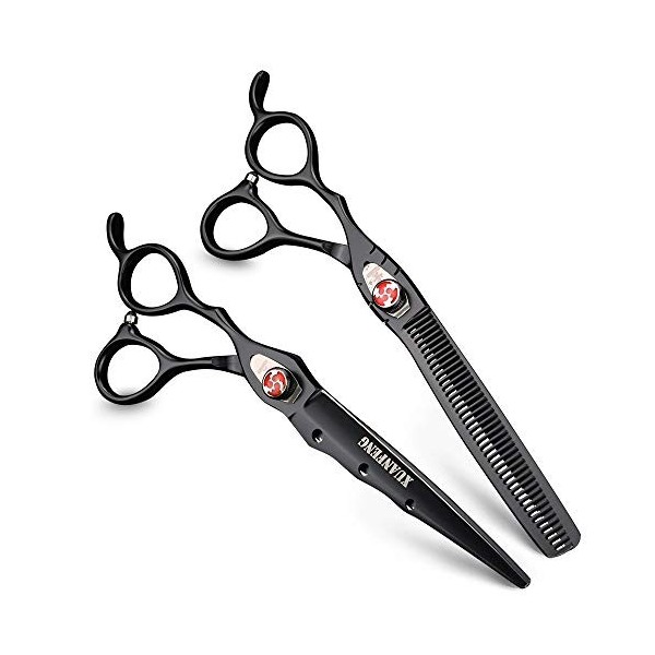 Lot de 2 ciseaux de coiffure professionnels pour main gauche 17,8 cm Japon 440C ciseaux de coupe et damincissement ciseaux d