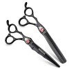 Lot de 2 ciseaux de coiffure professionnels pour main gauche 17,8 cm Japon 440C ciseaux de coupe et damincissement ciseaux d