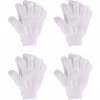 4 Pairs Gants de Douche Gants de Gommage Gants Exfoliants à Double Face Brosses de Bain pour le Corps, Blanc