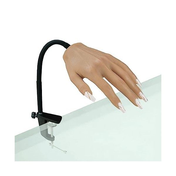Main en silicone pour ongles acryliques,mains de pratique des ongles avec support réglable,flexible,réaliste,taille réelle po