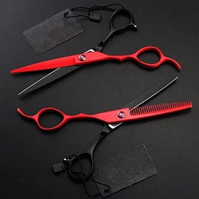 Ciseaux de coupe de cheveux, 6 pouces professionnels main gauche 440c coupe ciseaux à cheveux ensemble coupe outils de barbie...