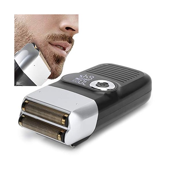 Rasoir électrique à Feuille pour Hommes, Tondeuse à Barbe à Tête Chauve Rechargeable Rasoir à Moustache LCD, Rasoir électriqu