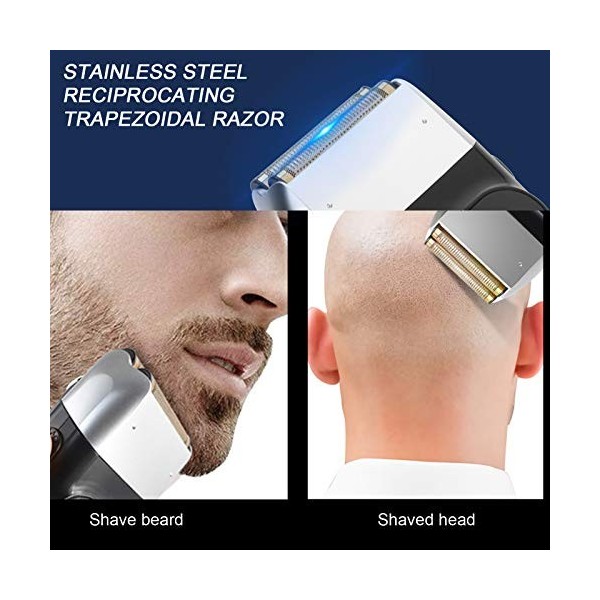 Rasoir électrique à Feuille pour Hommes, Tondeuse à Barbe à Tête Chauve Rechargeable Rasoir à Moustache LCD, Rasoir électriqu