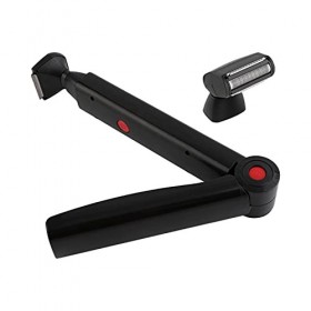 Perfeclan Épilation de tondeuse de rasoir de cheveux de dos pliable de longue poignée rechargeable dUSB