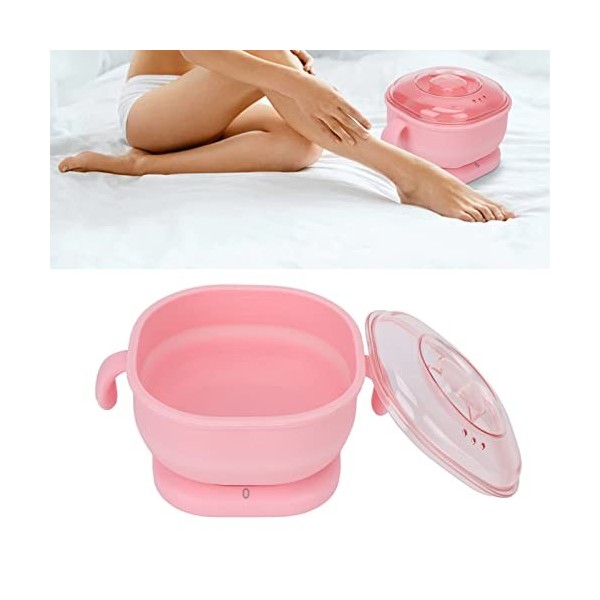 Chauffe-cire pour épilation, Chauffe-cire, Chauffage Rapide, capacité de 400 Ml, Chauffe-cire en Silicone, Rose, Prise UE 220