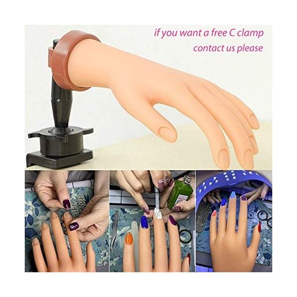 YAMI Main en caoutchouc acrylique pour la pratique du nail art, équipement de manucure pour ongles acryliques nude 
