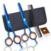 Bleu Professional 5.5 Pouces Haut de Gamme Coiffeuse Ciseaux de Coiffure Set Barber Coupe Ciseaux Texture Dilution Cisailles 