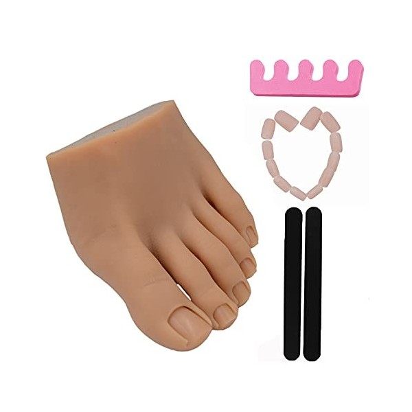 Faux pied dentraînement en silicone, faux pied souple pour entraînement des ongles en acrylique, avec 12 faux ongles dentra