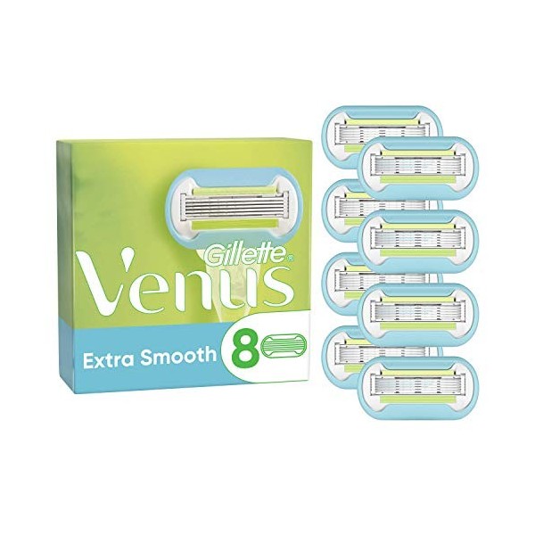 Gillette Venus Lames de rasoir extra lisses pour femmes, lot de 8 recharges de lame de rasoir, Lubrastrip avec une touche dh