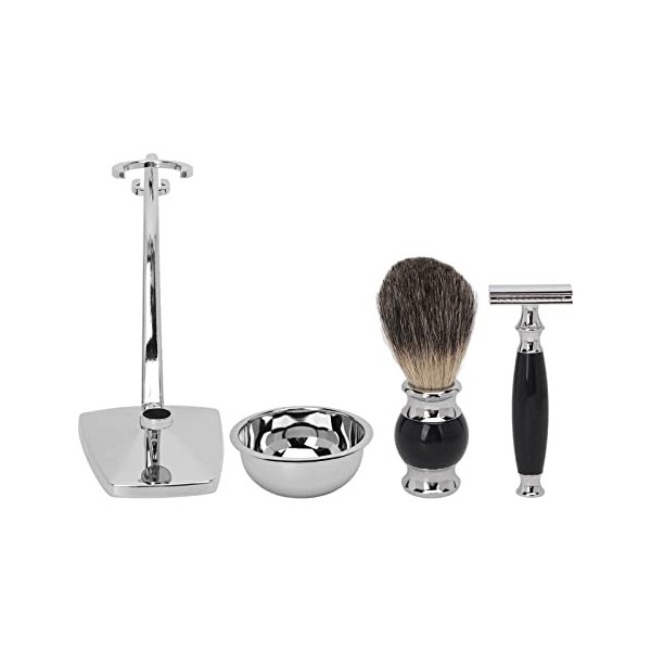 Kit De Rasage Pour Hommes, Kit De Soins De Barbe 4 En 1 Avec Support De Bol De Brosse à Barbe, Kit De Brosse à Barbe Humide E