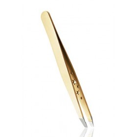 Pince à épiler Rubis en silhouette de six étoiles dor - inclinée, fine et pointue - pince a epiler professionnelle pour les 