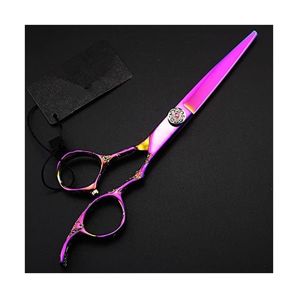 Ciseaux de coupe de cheveux, 6 pouces haut de gamme professionnel 440c violet prune coupe ciseaux de cheveux coupe barberthin