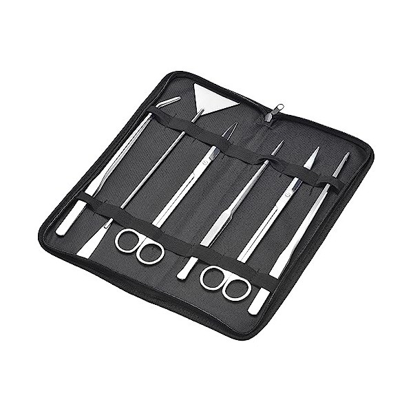 sourcing map 6 po 1 Ensemble Pinces Épiler Outils Kits Inox Acier Brossé Pinces Épiler Ciseaux Spatule avec Case