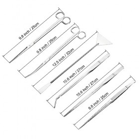 sourcing map 6 po 1 Ensemble Pinces Épiler Outils Kits Inox Acier Brossé Pinces Épiler Ciseaux Spatule avec Case