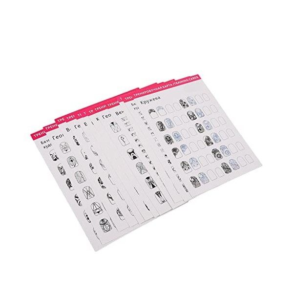 Nail Training Mat Stereograph Lavable Réutilisable Multi Nail Shapes 12 Modes Nail Art Practice Sheet pour Nail Artist