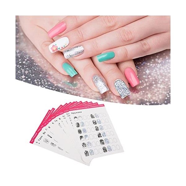 Nail Training Mat Stereograph Lavable Réutilisable Multi Nail Shapes 12 Modes Nail Art Practice Sheet pour Nail Artist