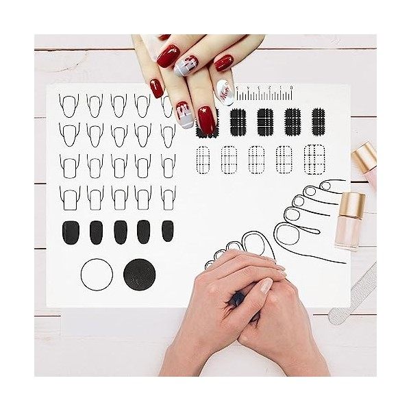 Tapis dentraînement pour ongles en acrylique - Feuille dentraînement en silicone Tapis de table Nail Art,Feuille de pratiqu
