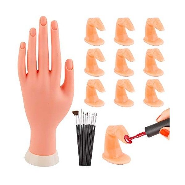 WXJ13 Kit de 10 doigts et 10 brosse à ongles pour pratiquer la manucure pratique mains Doigts Nail Art Pratique Doigts Modèle