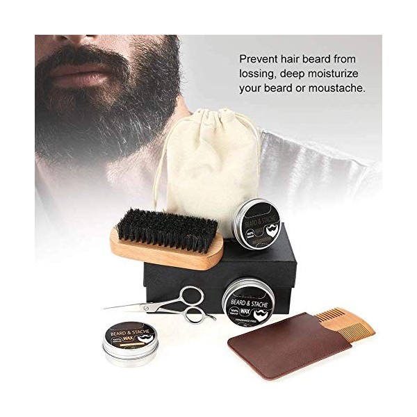 WAAZI Kit de Soin de Barbe for Homme, kit de toilettage et de Taille de Barbe avec baume à Barbe, Brosse à Barbe, Peigne à Ba