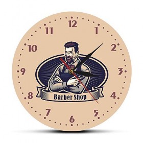 Pendules murales, Rétro Homme Cave Coiffeur Coiffeur Signe Signe Silencieux Mur Horloge Coiffeur Coupe Coupe accrochage Salon