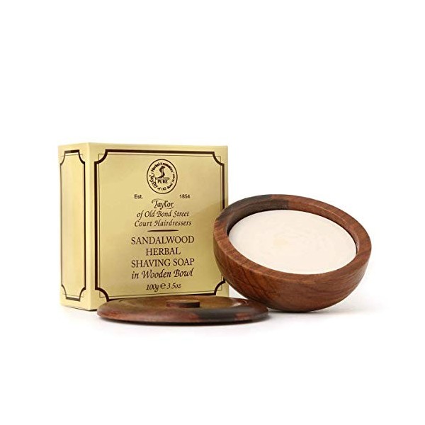 Taylor Of Old Bond Street Savon à Raser Sandalwood dans Bol en Bois 100 g