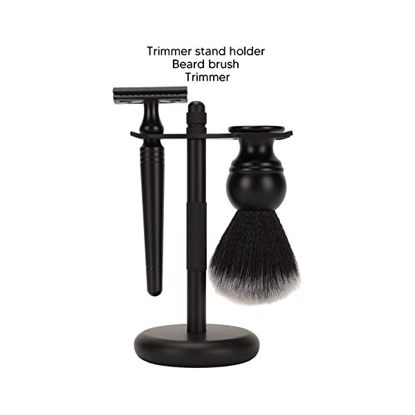 Ensemble de 3 Brosses de Coupe avec Support pour Tondeuse à Barbe Kit de Sécurité pour Soins de la Barbe Noire avec Support p