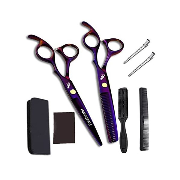 Ciseaux de coiffure professionnels Ensemble de ciseaux de coiffure pourpre, kit de coiffure de coiffure pour cheveux pour coi