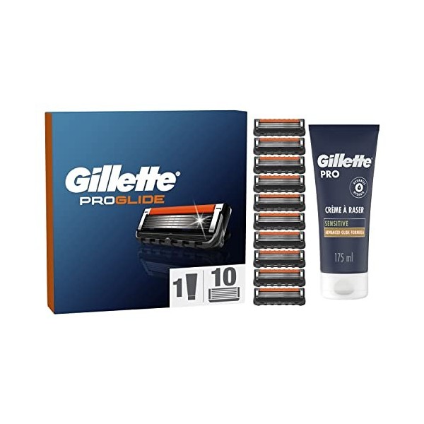 Gillette ProGlide Lames de Rasoir 10 Lames de rechange pour rasoir humide pour homme Développées pour un rasage en profondeur