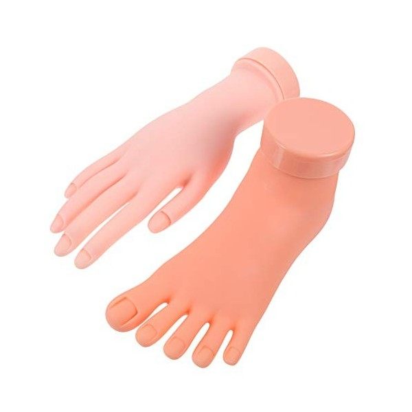 Lurrose 2Pcs Modèle de Pratique de La Main Des Ongles Modèle de Manucure Des Mains Et Des Pieds de Mannequin pour La Pratique